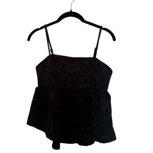 Womens Peplum Cami Top Cropped Fairy Ruffled Empire Floral Textured Size S